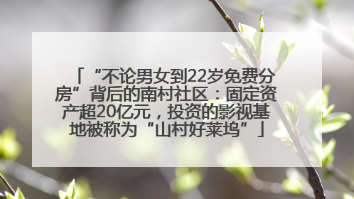 “不论男女到22岁免费分房”背后的南村社区：固定资产超20亿元，投资的影视基地被称为“山村好莱坞”