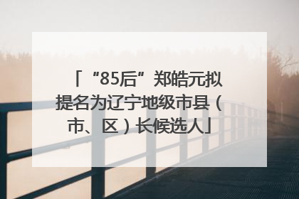 “85后”郑皓元拟提名为辽宁地级市县（市、区）长候选人