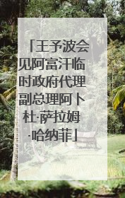王予波会见阿富汗临时政府代理副总理阿卜杜·萨拉姆·哈纳菲