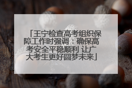 王宁检查高考组织保障工作时强调：确保高考安全平稳顺利 让广大考生更好圆梦未来