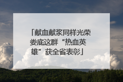 献血献浆同样光荣 娄底这群“热血英雄”获全省表彰