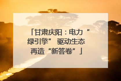 甘肃庆阳：电力“绿引擎” 驱动生态再造“新答卷”