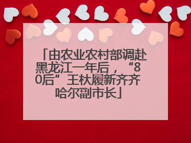由农业农村部调赴黑龙江一年后，“80后”王杕履新齐齐哈尔副市长