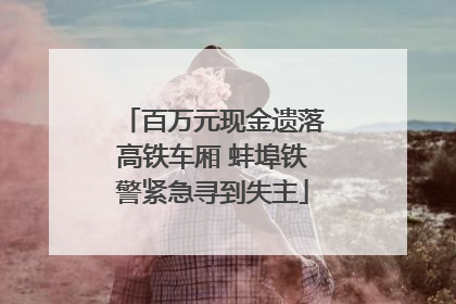 百万元现金遗落高铁车厢 蚌埠铁警紧急寻到失主