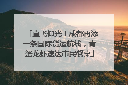 直飞仰光！成都再添一条国际货运航线，青蟹龙虾速达市民餐桌