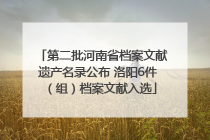 第二批河南省档案文献遗产名录公布 洛阳6件（组）档案文献入选