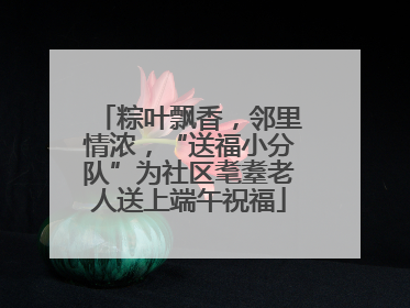 粽叶飘香，邻里情浓，“送福小分队”为社区耄耋老人送上端午祝福