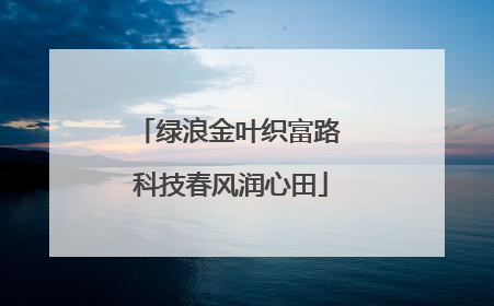 绿浪金叶织富路 科技春风润心田