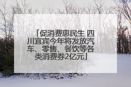 促消费惠民生 四川宜宾今年将发放汽车、零售、餐饮等各类消费券2亿元