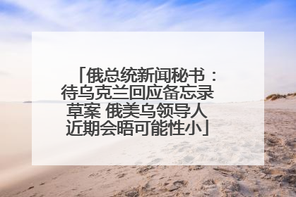 俄总统新闻秘书：待乌克兰回应备忘录草案 俄美乌领导人近期会晤可能性小