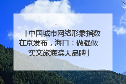 中国城市网络形象指数在京发布，海口：做强做实文旅海滨大品牌