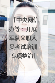 中央网信办等：开展军队文职人员考试培训专项整治