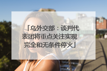 乌外交部：谈判代表团将重点关注实现完全和无条件停火