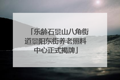 乐龄石景山八角街道景阳东街养老照料中心正式揭牌