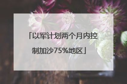 以军计划两个月内控制加沙75%地区
