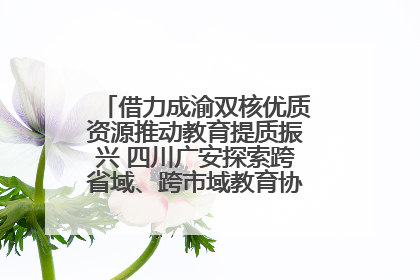 借力成渝双核优质资源推动教育提质振兴 四川广安探索跨省域、跨市域教育协同发展新路径