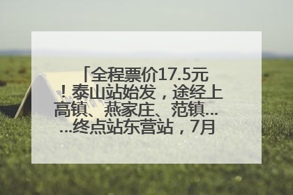 全程票价17.5元！泰山站始发，途经上高镇、燕家庄、范镇……终点站东营站，7月1日开通！