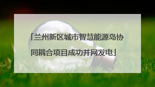 兰州新区城市智慧能源岛协同耦合项目成功并网发电
