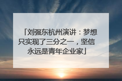 刘强东杭州演讲：梦想只实现了三分之一，坚信永远是青年企业家