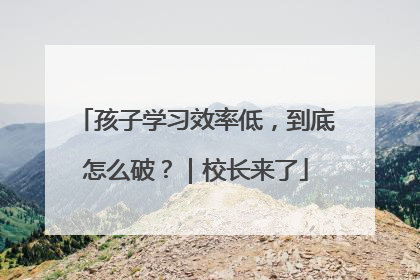 孩子学习效率低，到底怎么破？｜校长来了