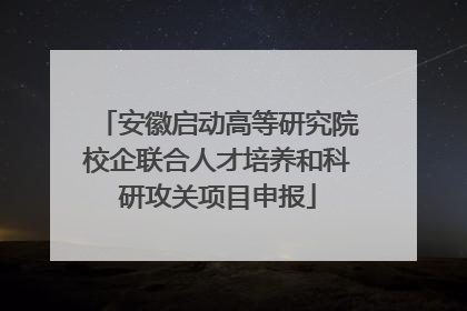 安徽启动高等研究院校企联合人才培养和科研攻关项目申报