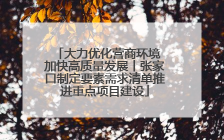 大力优化营商环境 加快高质量发展丨张家口制定要素需求清单推进重点项目建设