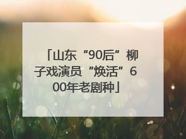 山东“90后”柳子戏演员“焕活”600年老剧种