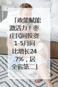政策赋能激活力！枣庄民间投资1-5月同比增长24.7%，居全省第二