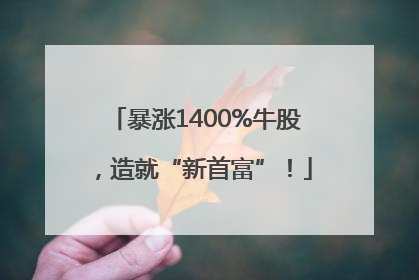 暴涨1400%牛股，造就“新首富”！