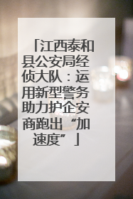 江西泰和县公安局经侦大队：运用新型警务助力护企安商跑出“加速度”