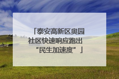 泰安高新区奥园社区快速响应跑出“民生加速度”