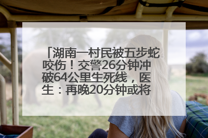 湖南一村民被五步蛇咬伤！交警26分钟冲破64公里生死线，医生：再晚20分钟或将呼吸肌麻痹