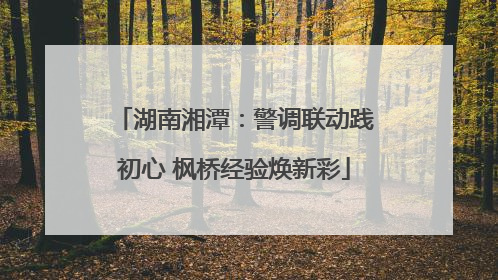 湖南湘潭：警调联动践初心 枫桥经验焕新彩