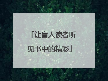 让盲人读者听见书中的精彩