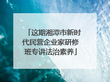 这期湘潭市新时代民营企业家研修班专讲法治素养