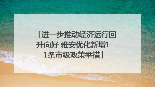 进一步推动经济运行回升向好 雅安优化新增11条市级政策举措