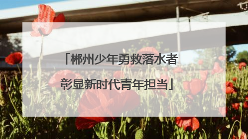 郴州少年勇救落水者 彰显新时代青年担当