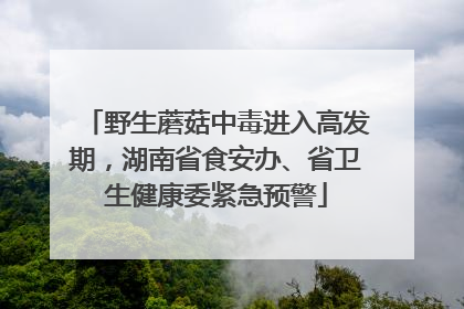 野生蘑菇中毒进入高发期，湖南省食安办、省卫生健康委紧急预警