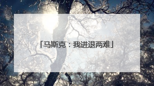 马斯克：我进退两难