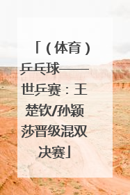 （体育）乒乓球——世乒赛：王楚钦/孙颖莎晋级混双决赛