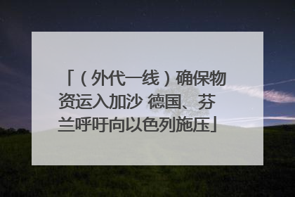 （外代一线）确保物资运入加沙 德国、芬兰呼吁向以色列施压